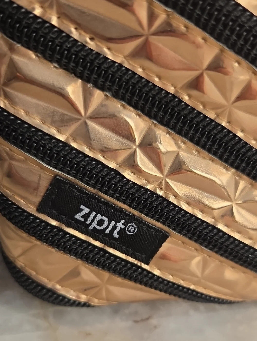 Rose Gold Zipit Pencil Case With 3 Ring